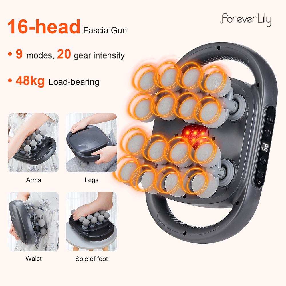 Massage Gun Deep Tissue - 16-Head Fascia Gun High-Frequency Vibration Body