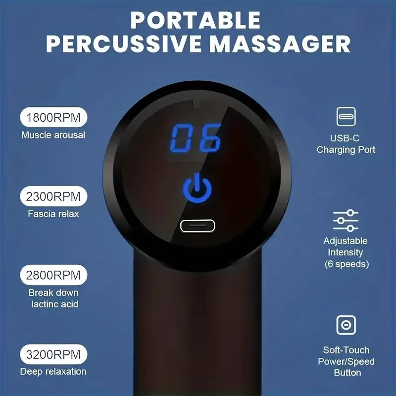 Black Portable Massage Gun, De - огляд і ціна Massage Gun Deep Tissue