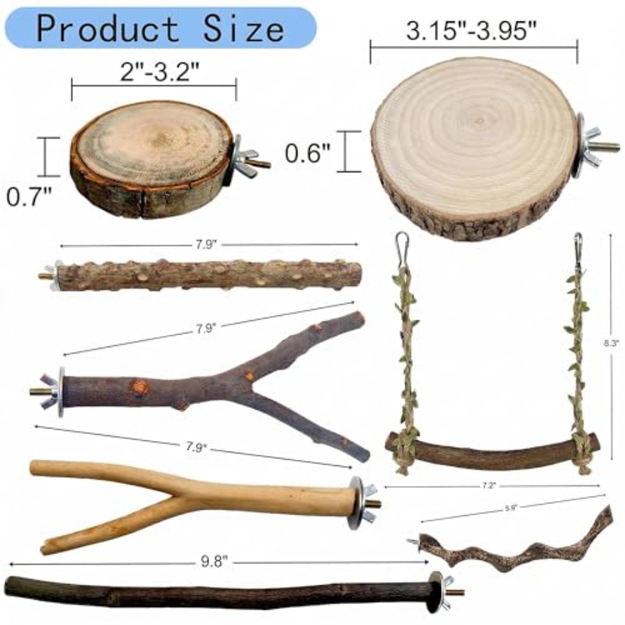 8PCS natural wood bird perches - огляд і ціна Health & Wellness U Of T
