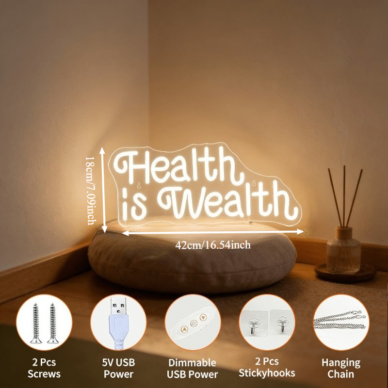 Health is Wealth Neon Sign LED - огляд і ціна Health Wellness And Lifestyle